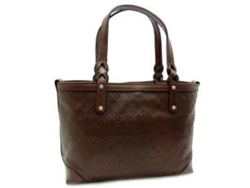 Gucci Diamante Handbag Tote Bag Canvas Leather Brown